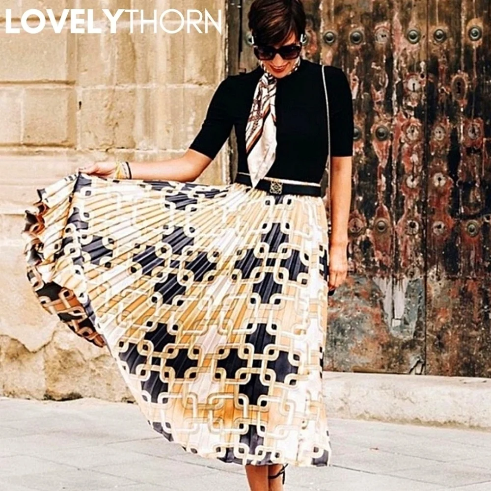 H&M // ltd ed richard allan pleated satin scarf print elastic waist long skirt - Picture 10 of 12